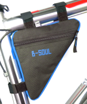 Сумка велосипедная подрамная BICYCLE SOUL, с боковой молнией, крепление velcro, чёрно-синяя, 20х18,5