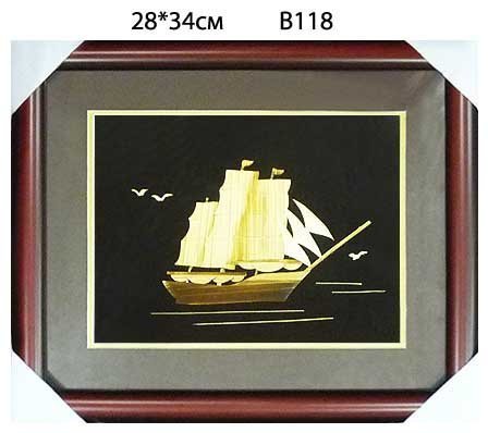 Картина из рисовой соломки 28*34 Корабль  / B118 /уп 60/ Акция