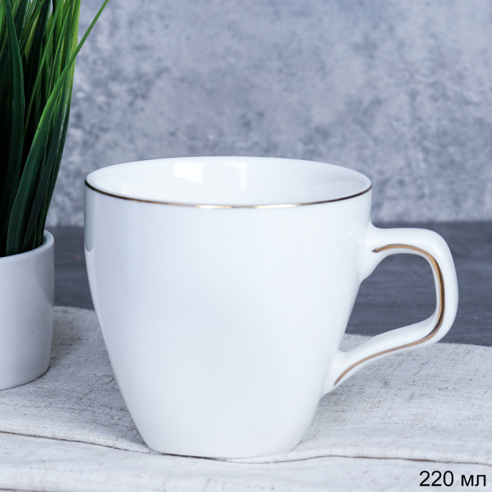 Кружка 220 мл квадратная форма / TC08L-12G /костяной фарфор/2 СОРТ