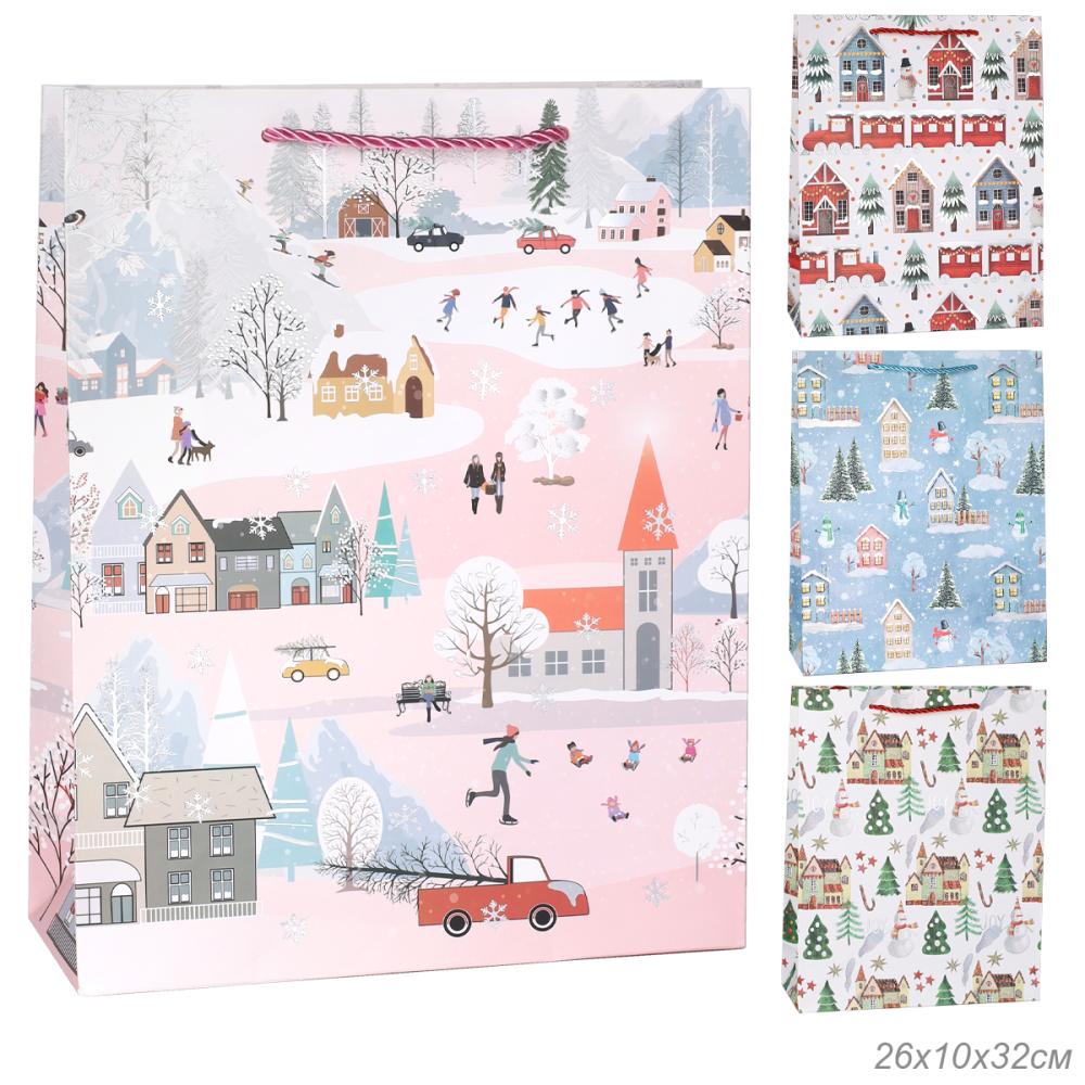 Пакет подарочный 26х32х10 / 5723-M /уп 12/480/ микс Новый год