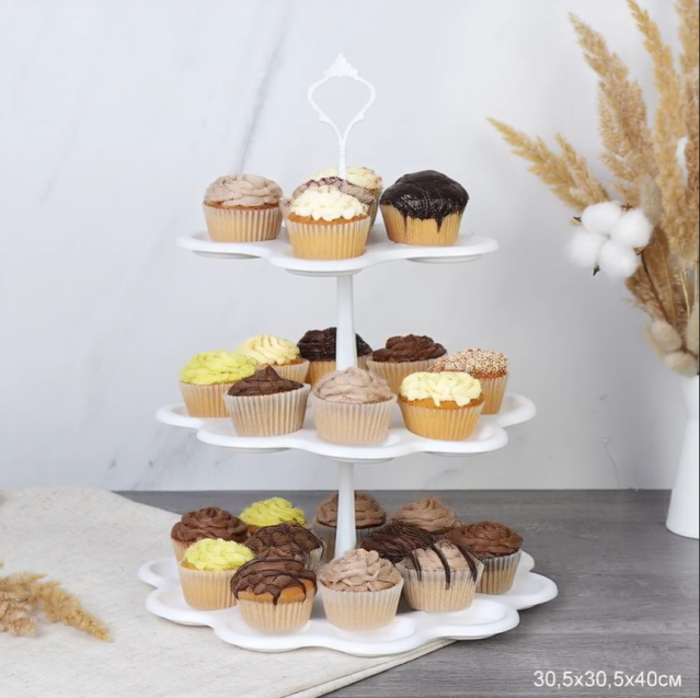 Ваза 3х ярусная для фуршета 30,5х30,5х40 см / P3X /уп 36/