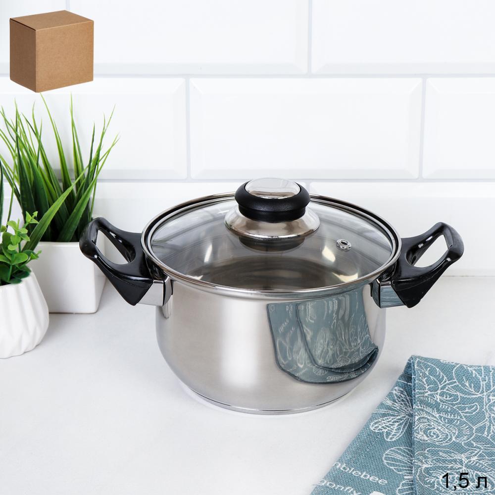 Кастрюля 1.5л Лайт / LB-10-10A-1,5 /уп 1/ Ручки бакелит/ Гофрокороб/ KISIGA