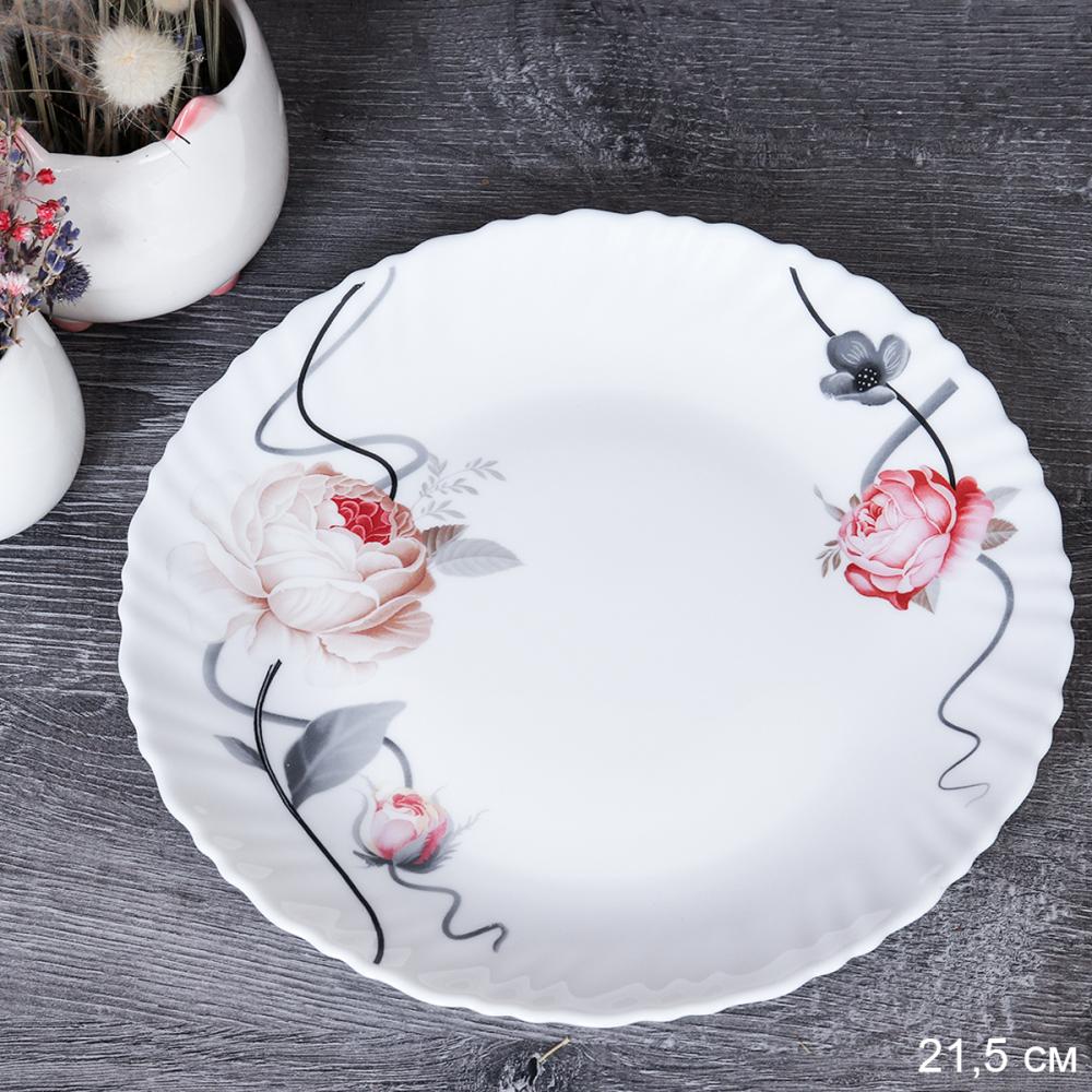 Тарелка 215 мм / LHP-85 (7315) /уп 6/48/ Чайная роза на ветке