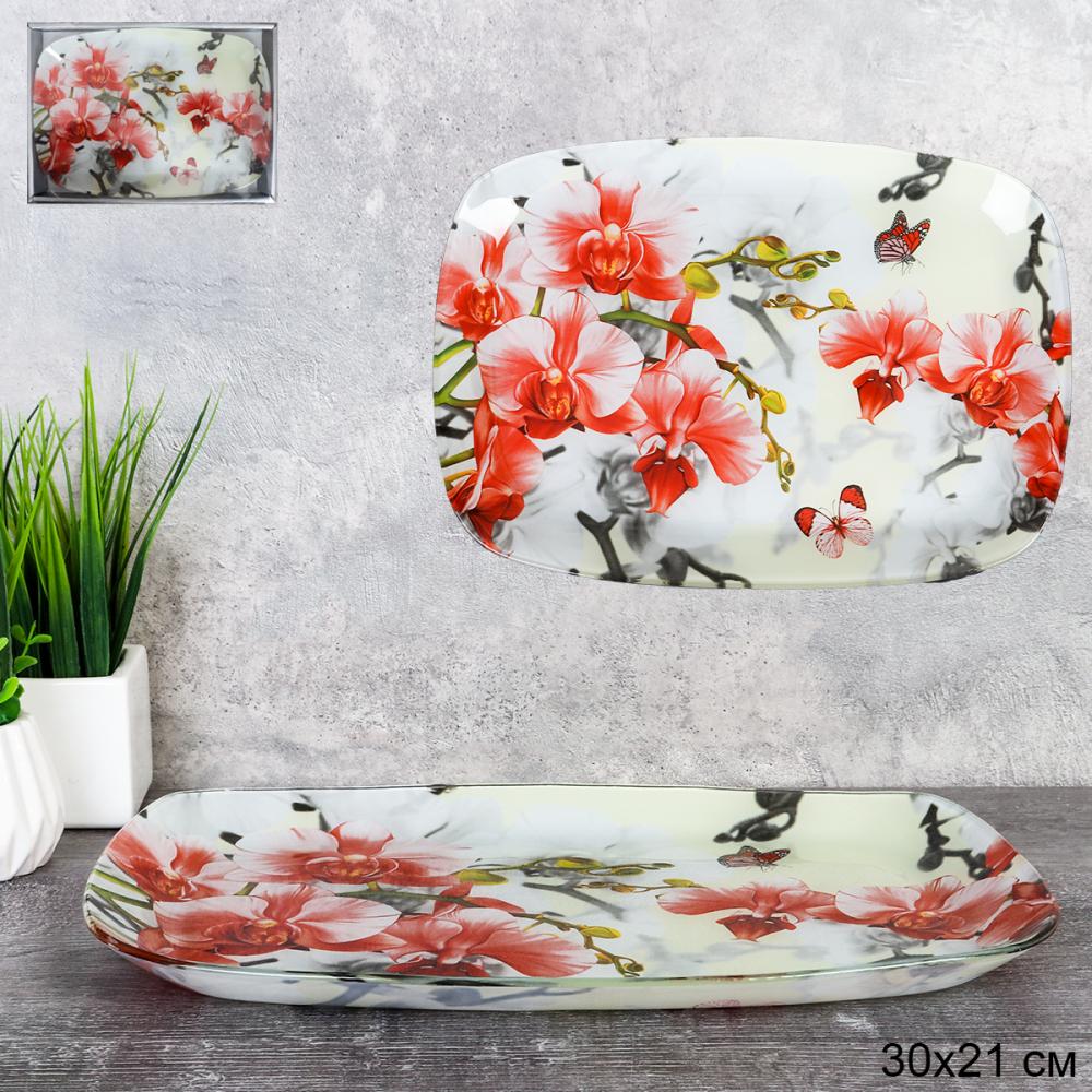 Блюдо прямоугольное глубокое для брускетт, канапе, нарезки / S445012C-Р050 /уп 12/ Орхидея