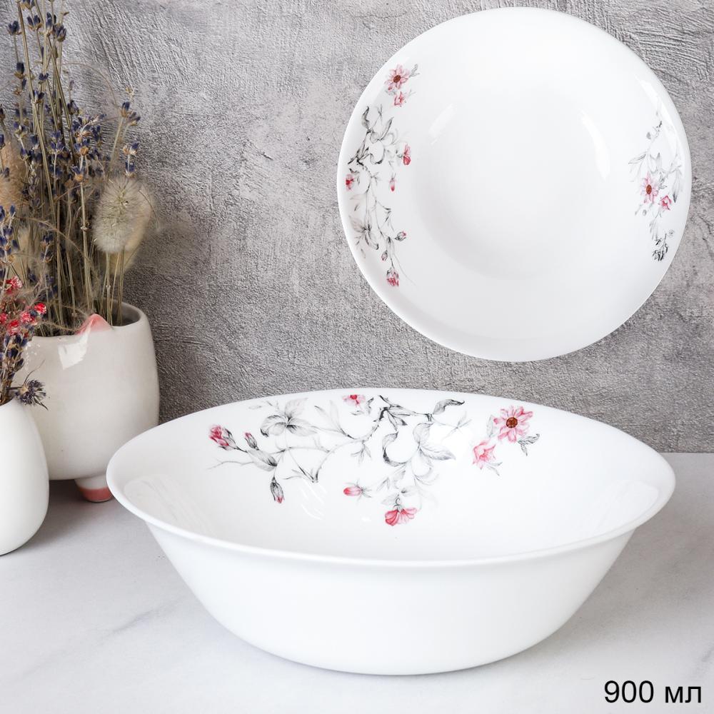 Тарелка глубокая суповая 900 мл Глэйд Богатырь / 37/YGP9575 (7318) /уп 2/ Серый кустик