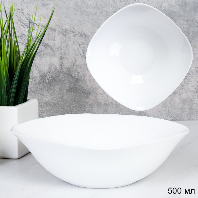 Тарелка квадратная суповая 550 мл / KWDR65 (white ) /уп 6/48/ 743176