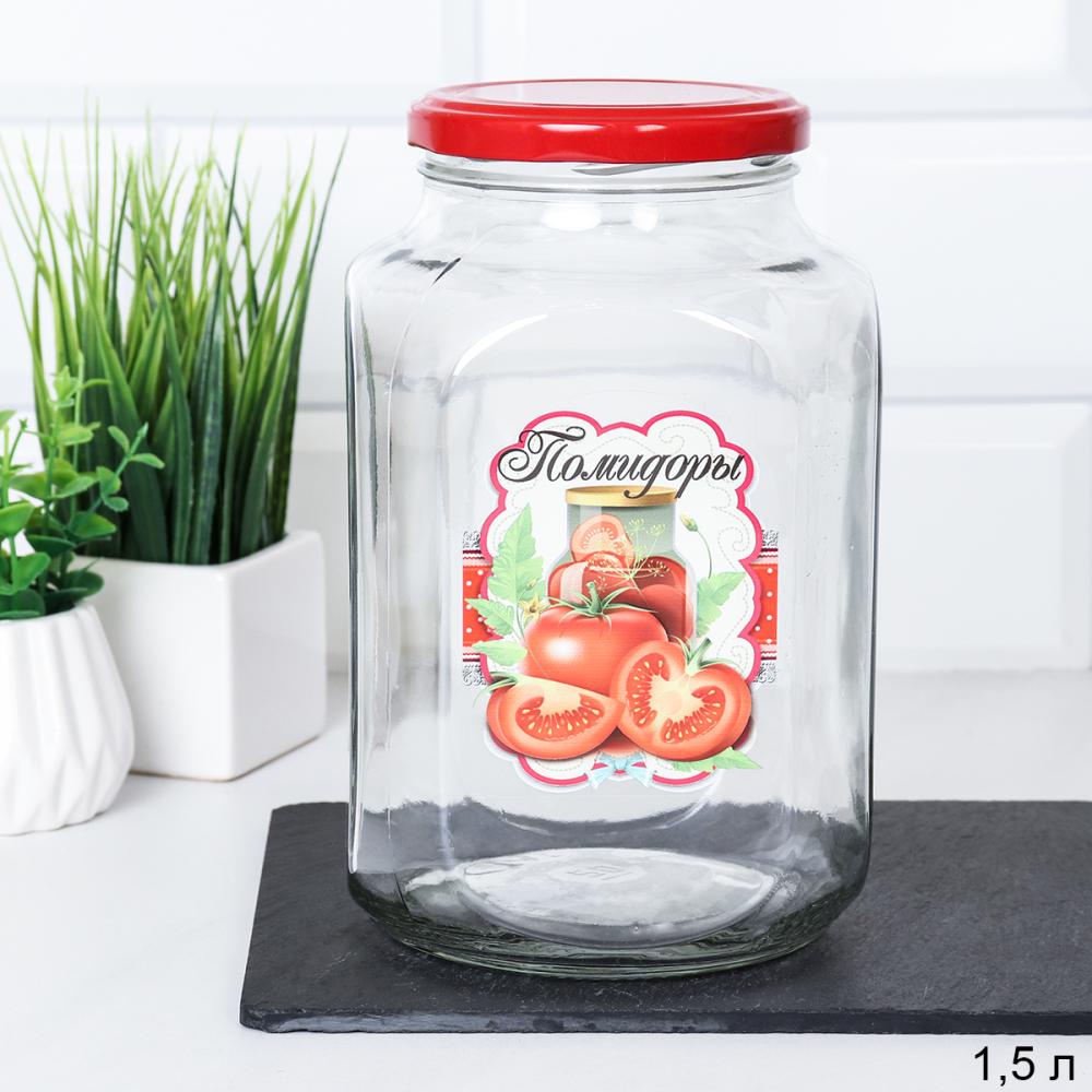 Банка с крышкой 1500 мл декор Помидоры / 01214-24312 /уп 18/ ПРОМО АКЦИЯ