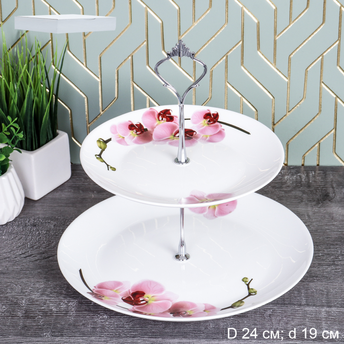 Ваза для канапе 2-х ярусная Евро / WG-2/LYGP75/95 (18141) /уп 12/ Орхидея 730154