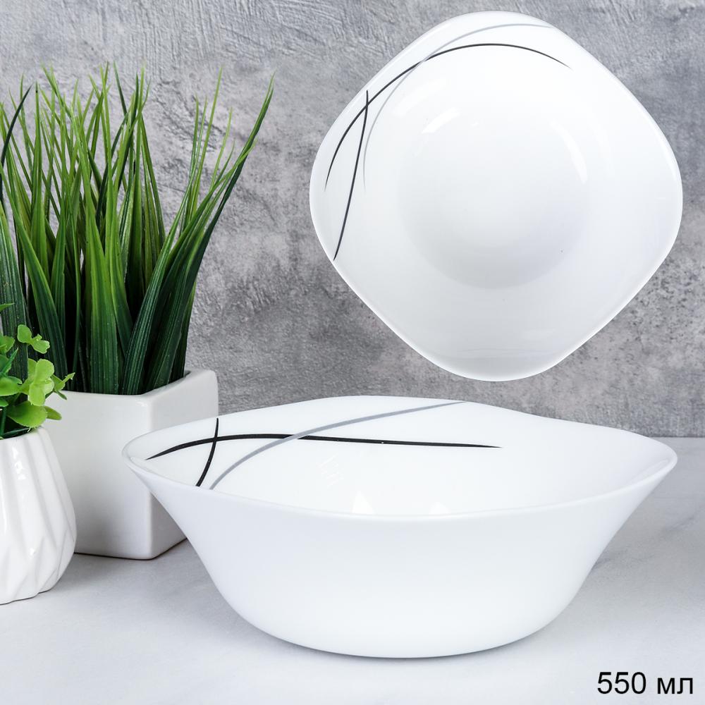 Салатник квадратный 550 мл 152 мм тарелка глубокая / LGW-60 -60 (7267-2) /уп 6/72/ Полосы классика