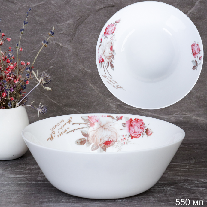 Тарелка глубокая суповая 550 мл 155 мм ЕВРО / LGW-60 (6916) /уп 6/72/ Чайная роза/721886