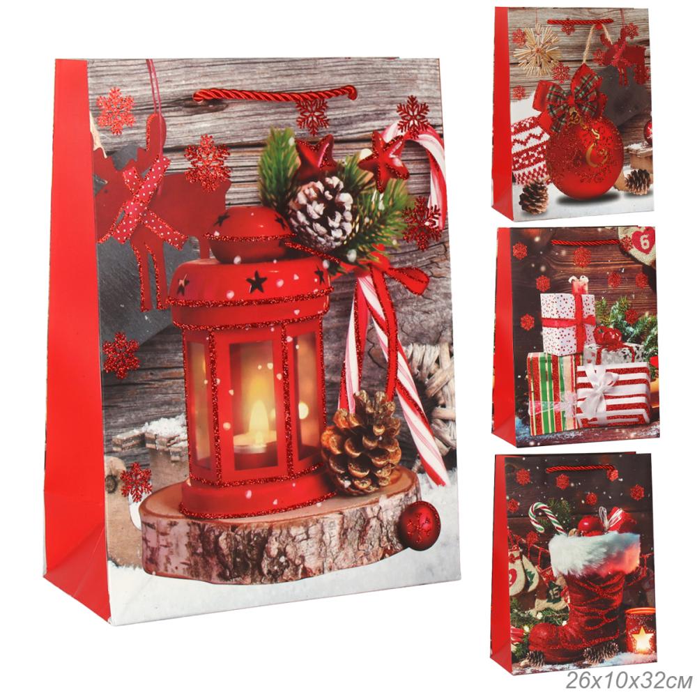 Пакет подарочный 26х32х10 / 5569-M /уп 12/480/ микс Новый год