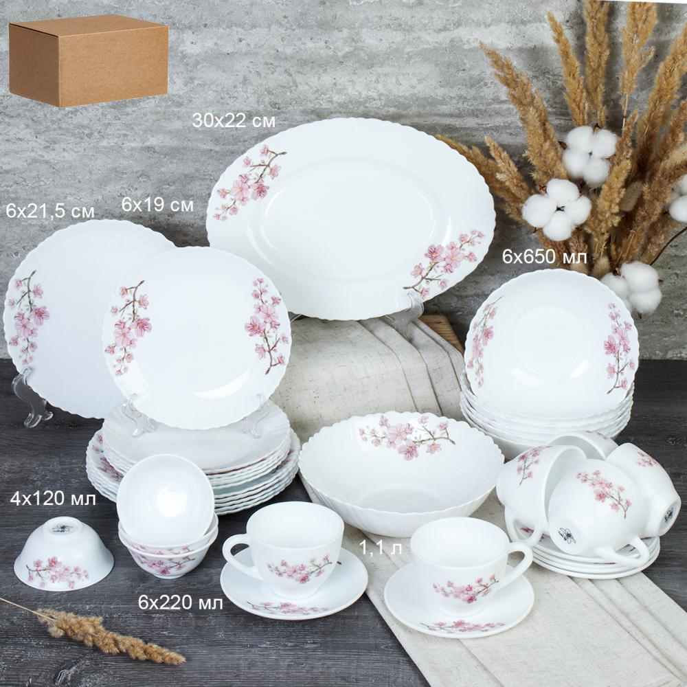 Столовый набор 36 предметов / GRAY-36/758578412022055 (7196) /уп 2/ Сакура