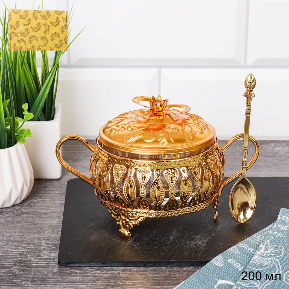 Сахарница с ложкой / 991-6-GOLD /уп 96/