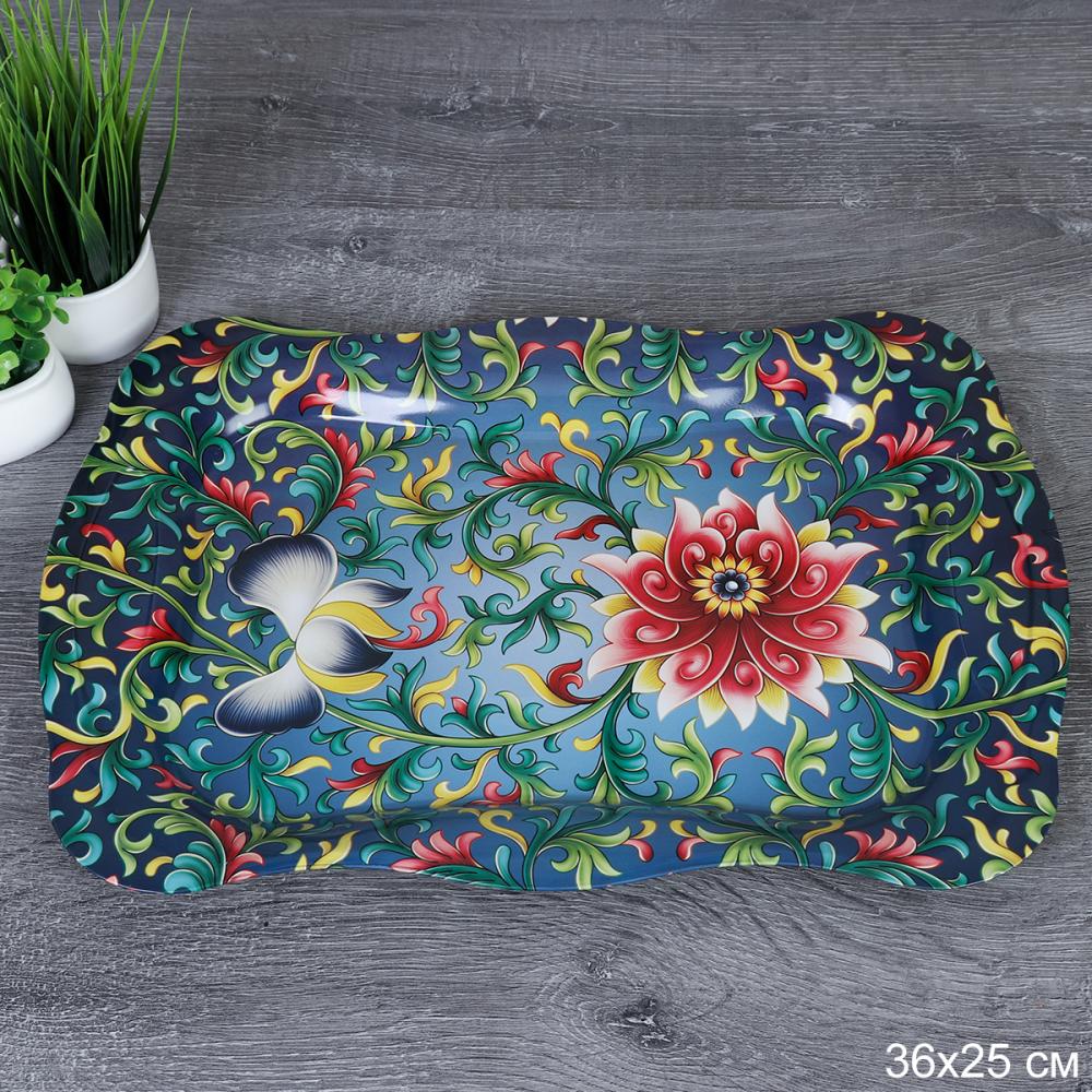 Поднос прямоугольный 36х25 металл Эмаль/ 469-dark blue /уп 100/синий/0,21