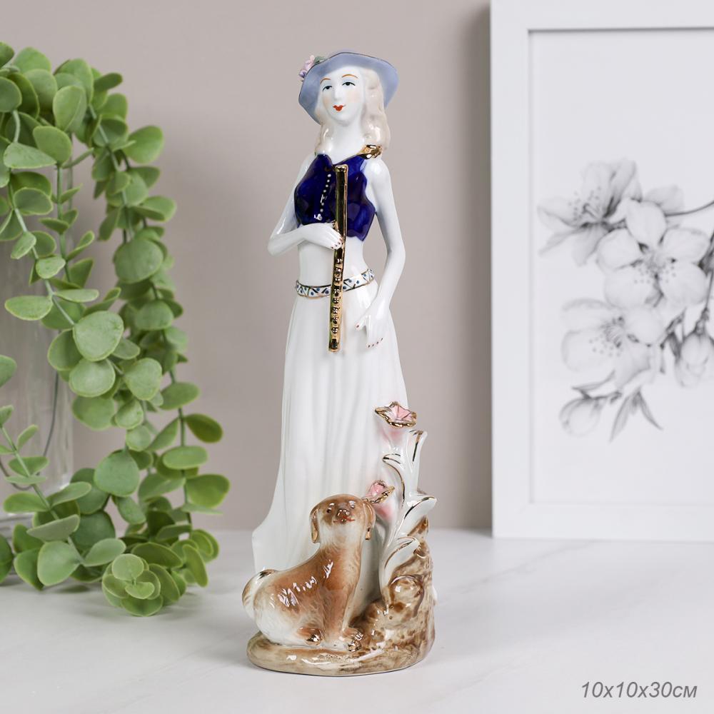 Статуэтка Дама с собачкой 30 см / 150303 /уп 24/