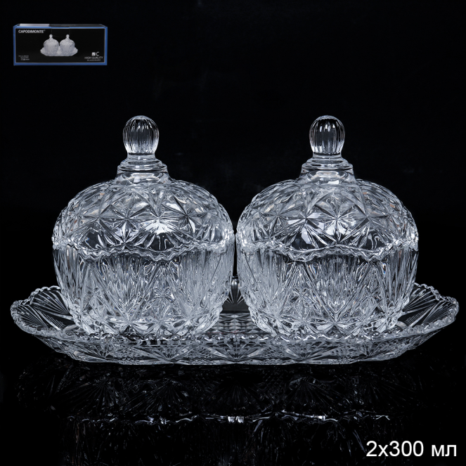 Сахарница и солонка 300 мл на подставке / FD-54/уп 8/