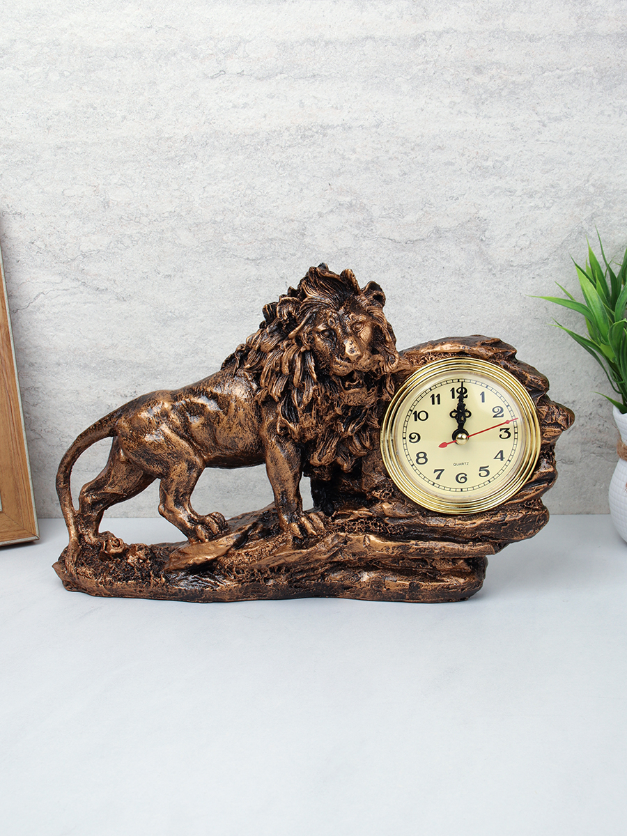 Часы статуэтка Лев 19x30 см / 8061A /уп 24/