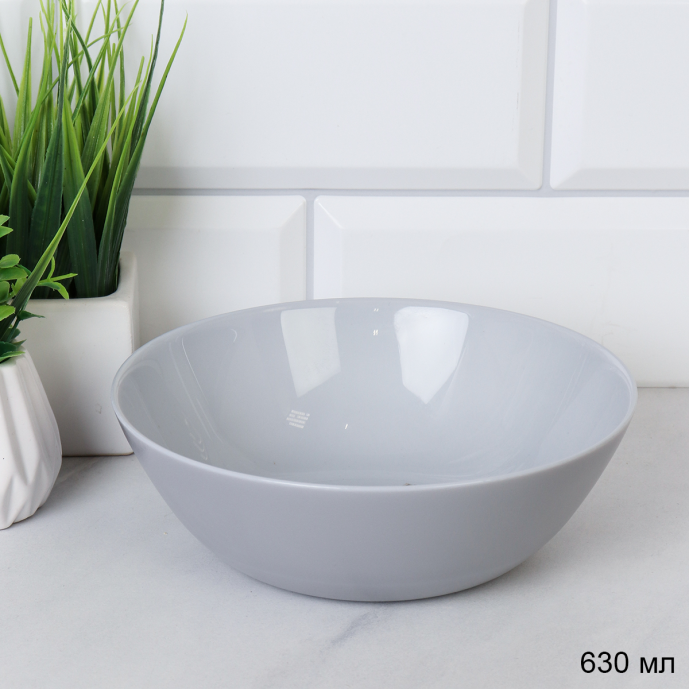 Тарелка глубокая суповая 630 мл Серый цвет Дэй GR-FLMLTW60 /уп 48/ 740273