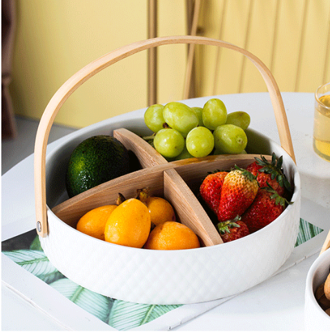 Менажница 4 секции 23 см с ручкой / KT094 /уп 16/