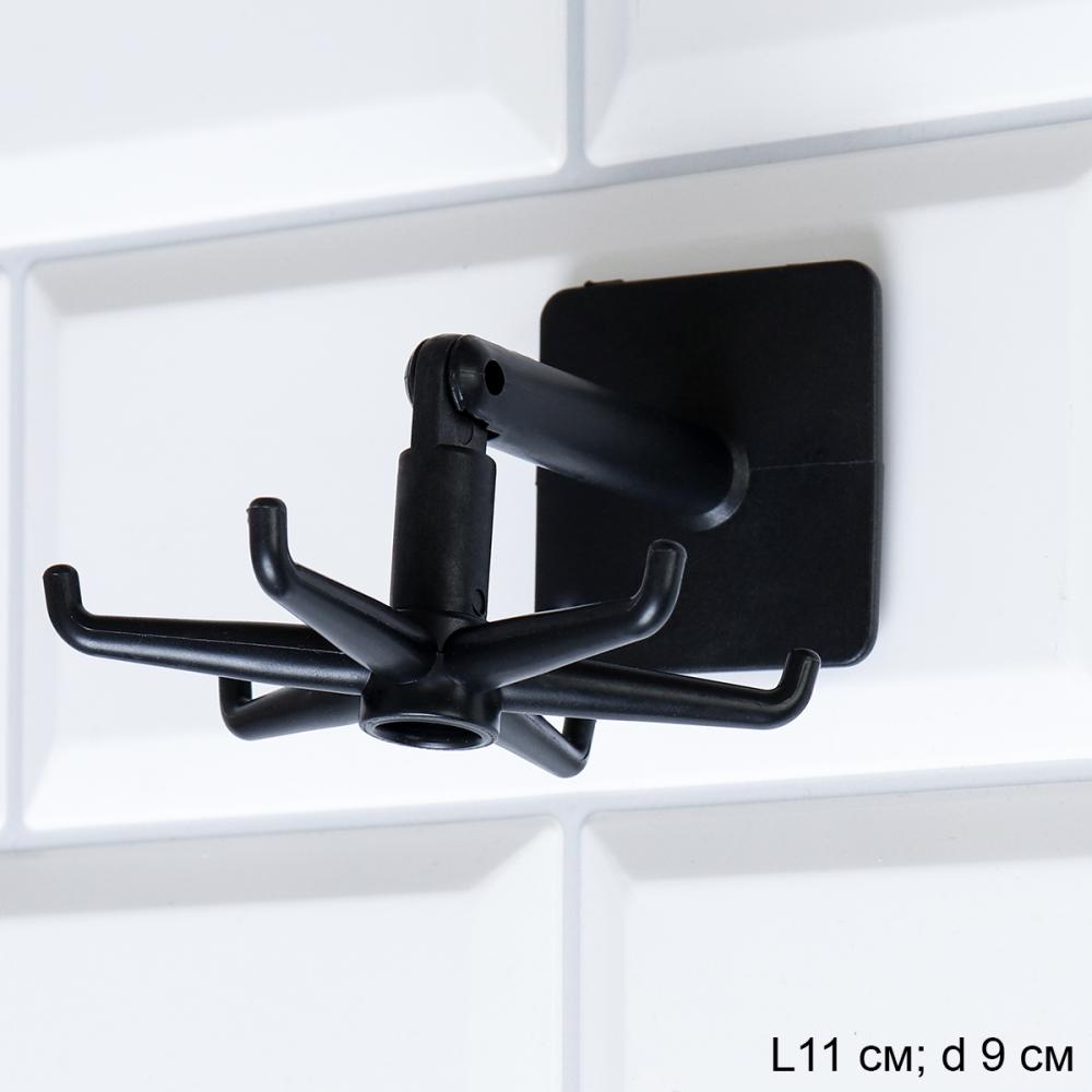 Крючок настенный самоклеющийся / HJ006black /уп 200/ черный