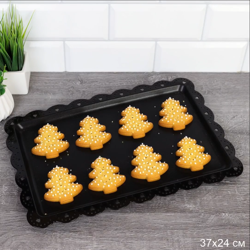 Поднос прямоугольный 37х24 / NCH37 /уп 110/ пластик черный