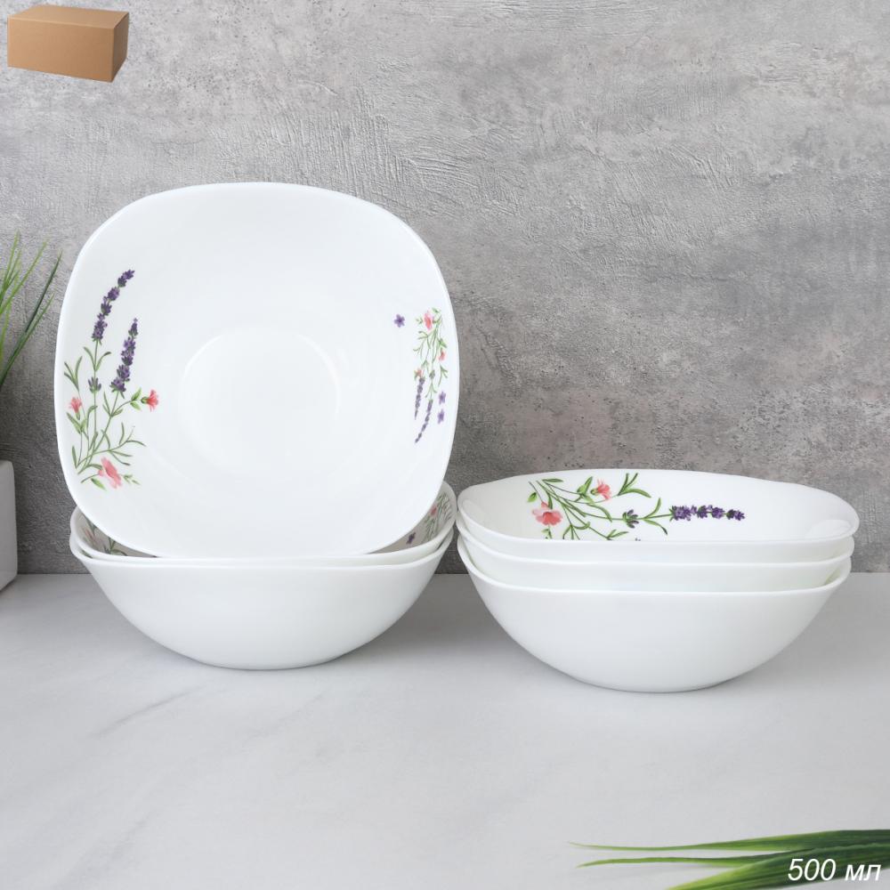 Набор суповых квадратных тарелок 6 штук 500 мл 165 мм / LKSW65 (2027) /уп 10/ Лаванда