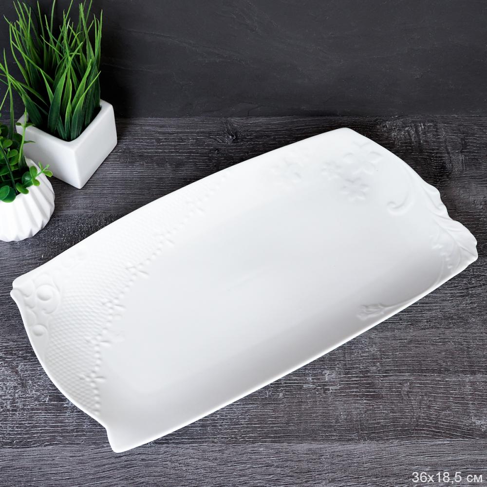 Блюдо прямоугольное 36 см резное / YG-220 /уп 20/