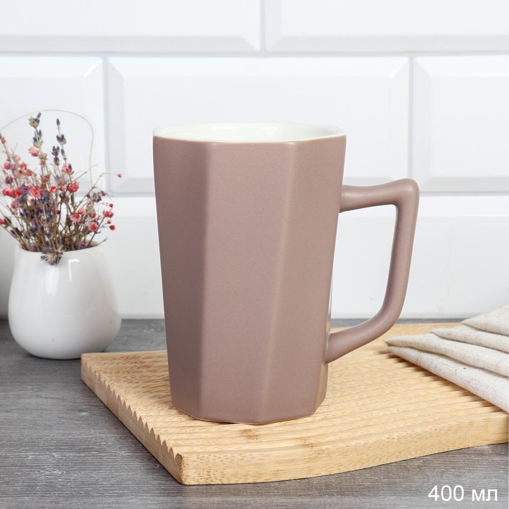 Кружка 400 мл Пастель с гранями / BL-986 /уп 40/