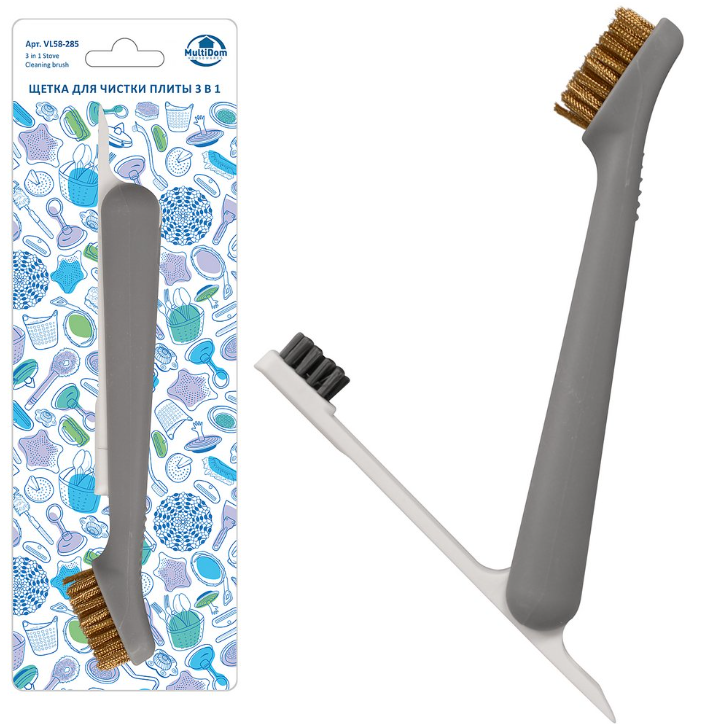 Щетка для чистки плиты 3 в 1 19,5 см / VL58-285 /уп 12/144/ ПРОМО АКЦИЯ