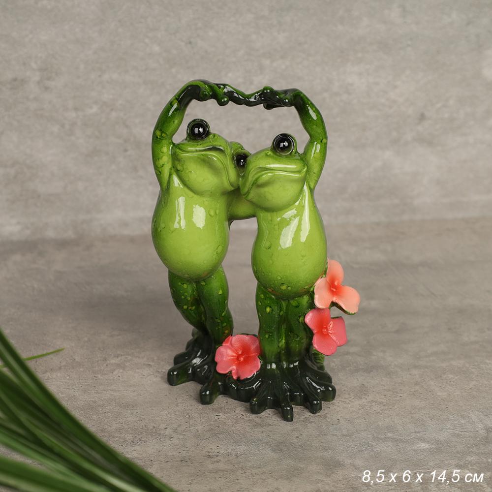 Фигурка Лягушка Влюбленные 14 см цветы / YX5126GZ /уп 24/