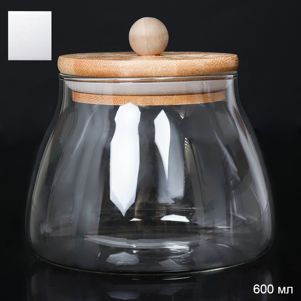 Банка для сыпучих бамбуковая крышка Бочонок 600 мл / LCSC2418 /уп 100/