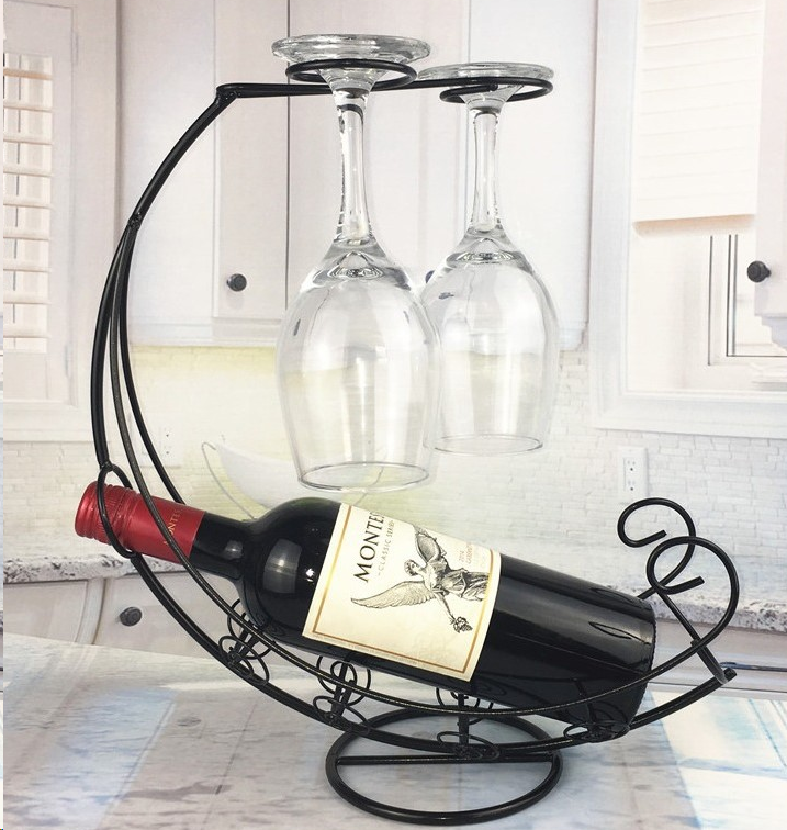 Подставка для вина и 2х фужеров Корабль Блэк / GB-T-3325 /уп 30/ металл/ 0,387