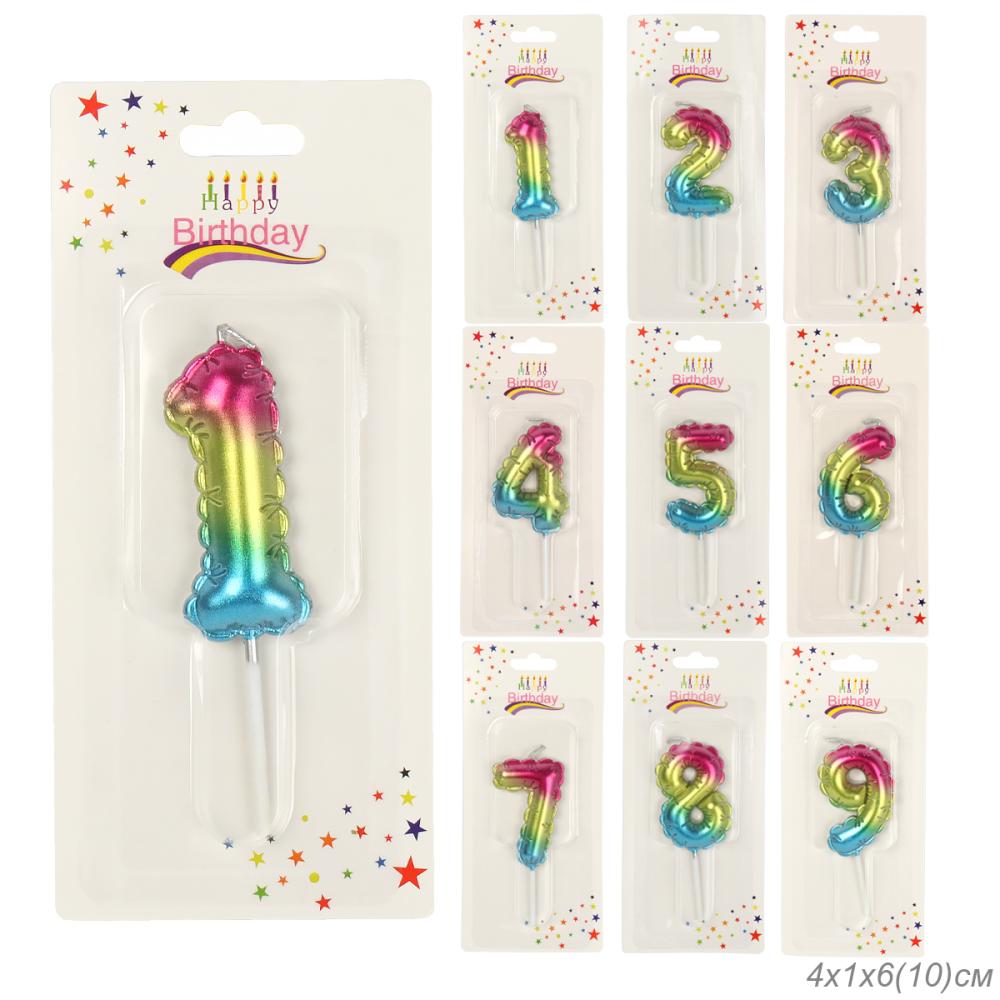 Свеча Цифра Градиент / KL-18 /уп 600/