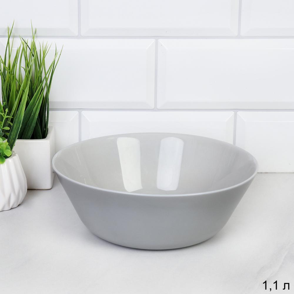 Тарелка глубокая суповая 1100 мл 190 мм Богатырь Евро GR-FLMLW75 /уп 36/ Серый 740288