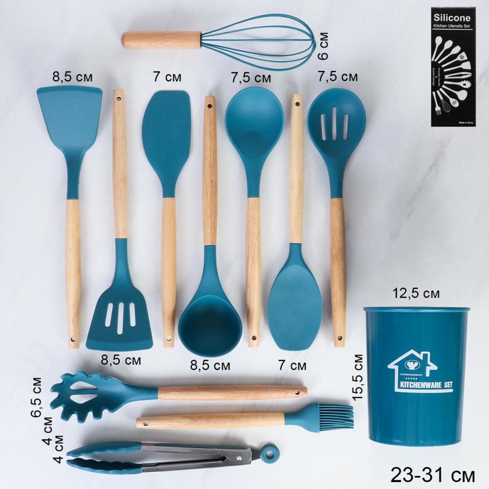 Кухонный набор силиконовый 12 предметов в подставке / KNA-894 /уп 16/ 1,029/ 0,892/ Мурена