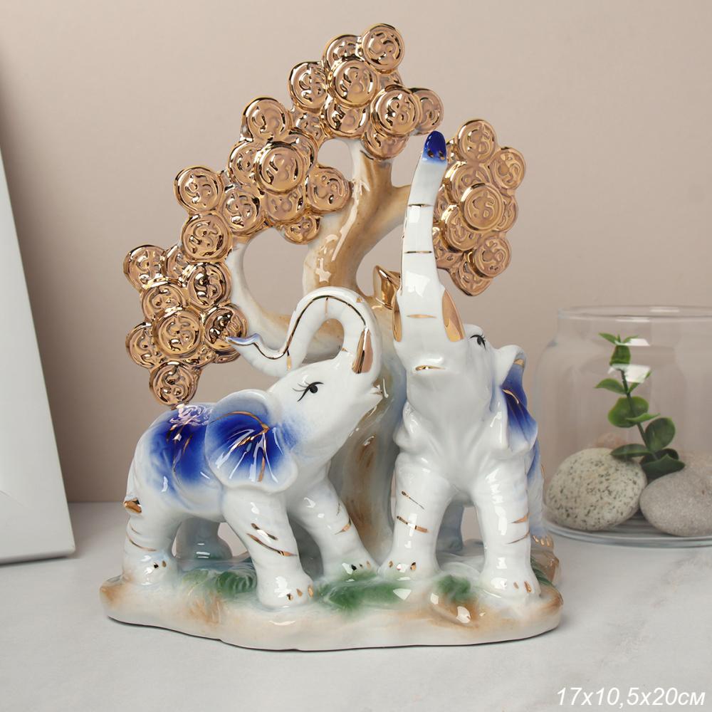 Статуэтка Слоны у денежного дерева 20 см / W839 /уп 24/