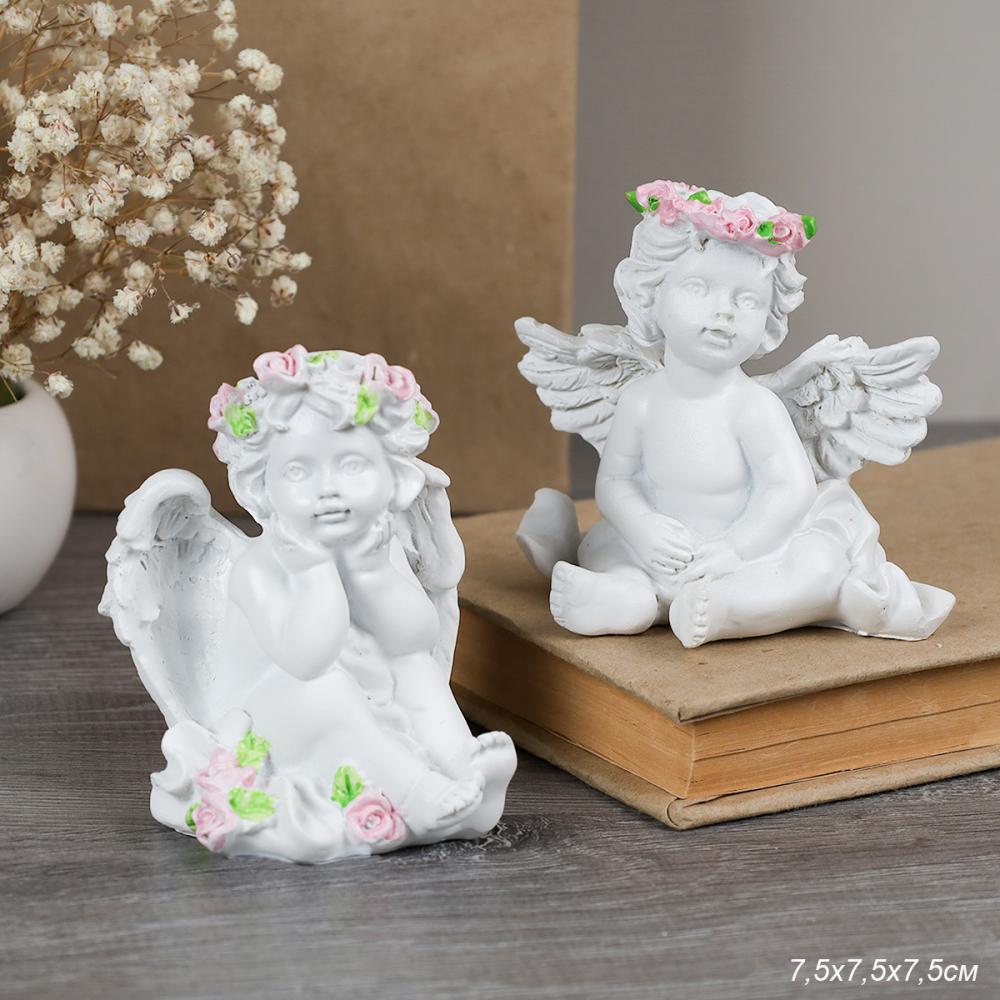 Фигурка Ангел 8 см / L556 /уп 2/144/розовые цветы