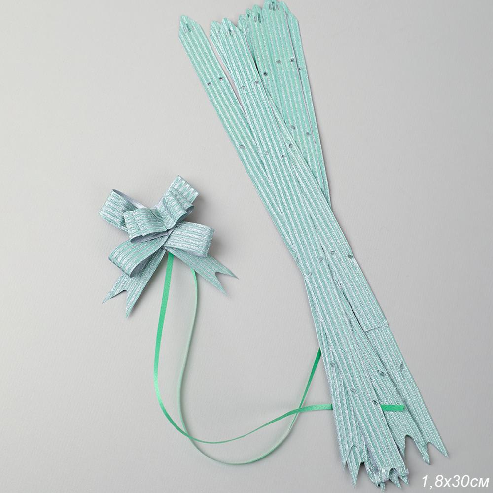 Бант подарочный зеленый ширина 18 мм 10 штук набор / 24-7 /уп 20/150/ 632238