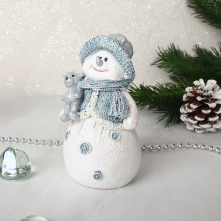 Фигурка Снеговик 10 см c мишкой / L2132-А /уп 120/732528