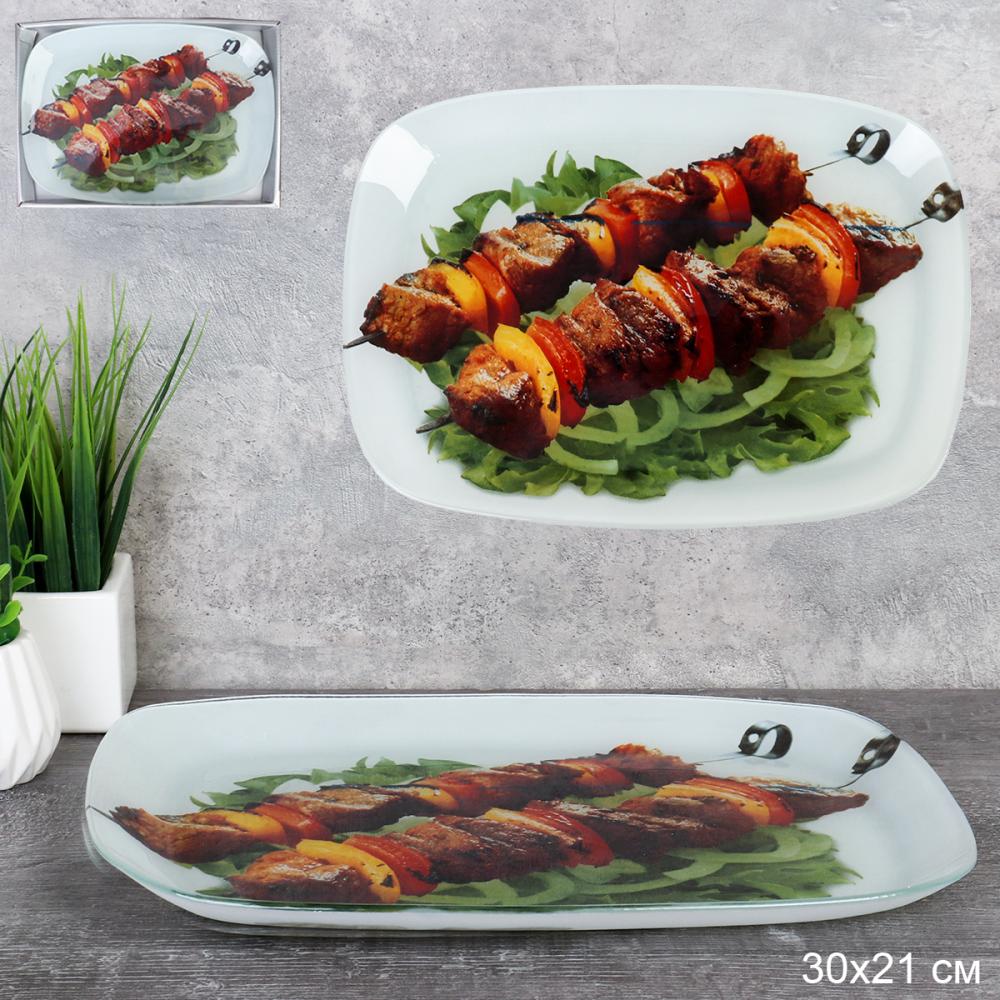 Блюдо прямоугольное глубокое для брускетт, канапе, нарезки 30х21 см / S445012C -T312 /уп 12/ Шашлык