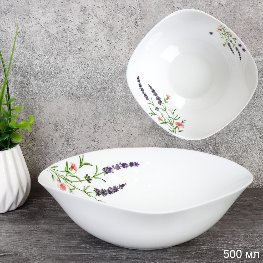 Салатник квадратный 500 мл 165 мм тарелка глубокая / LKSW65 (2027) /уп 6/60/ Лаванда