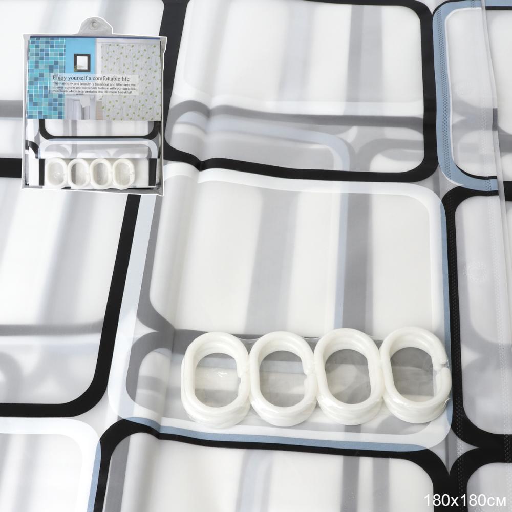 Занавеска для ванны 180х180 см PEVA / GT-1155 /уп 50/