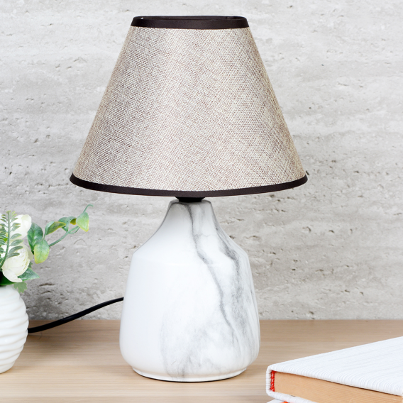 Светильник настольный 33 см серый + бежево-коричневый абажур / M003 /уп 24/713822