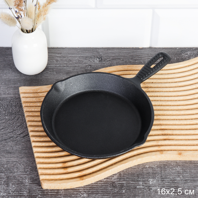 Сковорода чугунная с ручкой 16х3,2 / F-104 /уп 10/