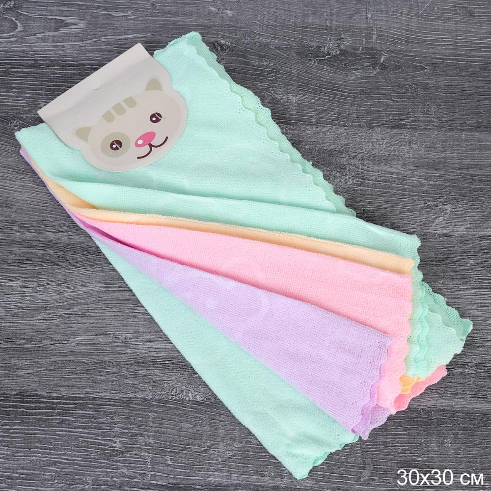 Салфетка для уборки 5 штук 30х30 см / KR-547-1 /уп 12/600/