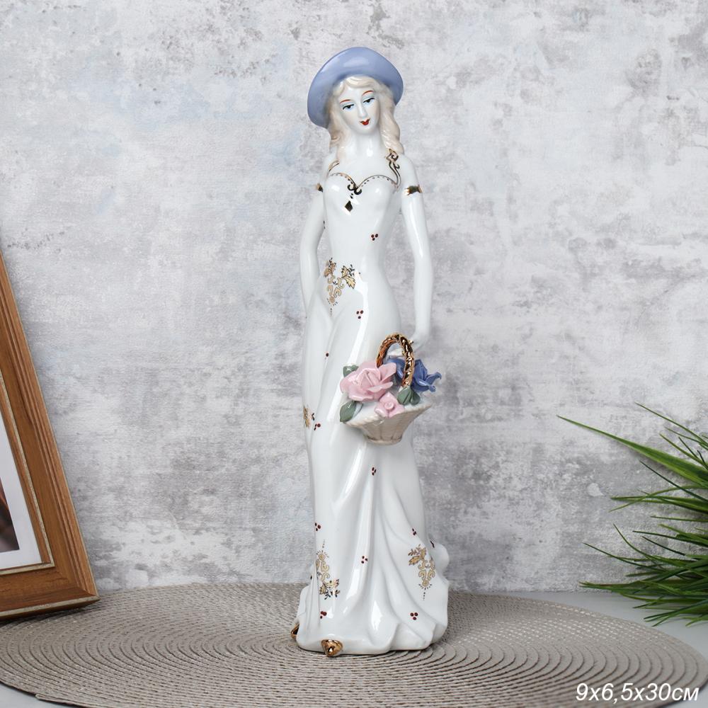 Статуэтка Дама с цветами 30 см / XH-0817 /уп 24/