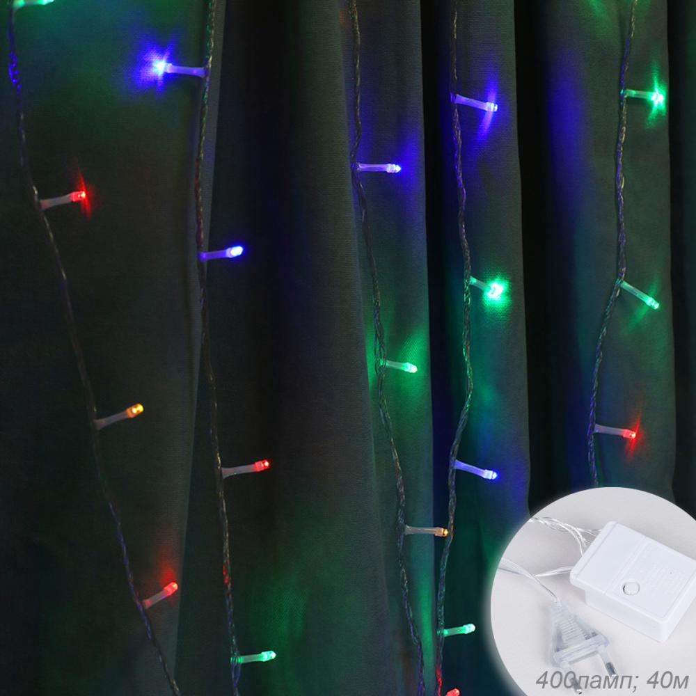 Гирлянда светодиодная Шнур 40 м 400 LED. РАЗНОЦВЕТНАЯ / DT-1 /уп 50/цветная коробка