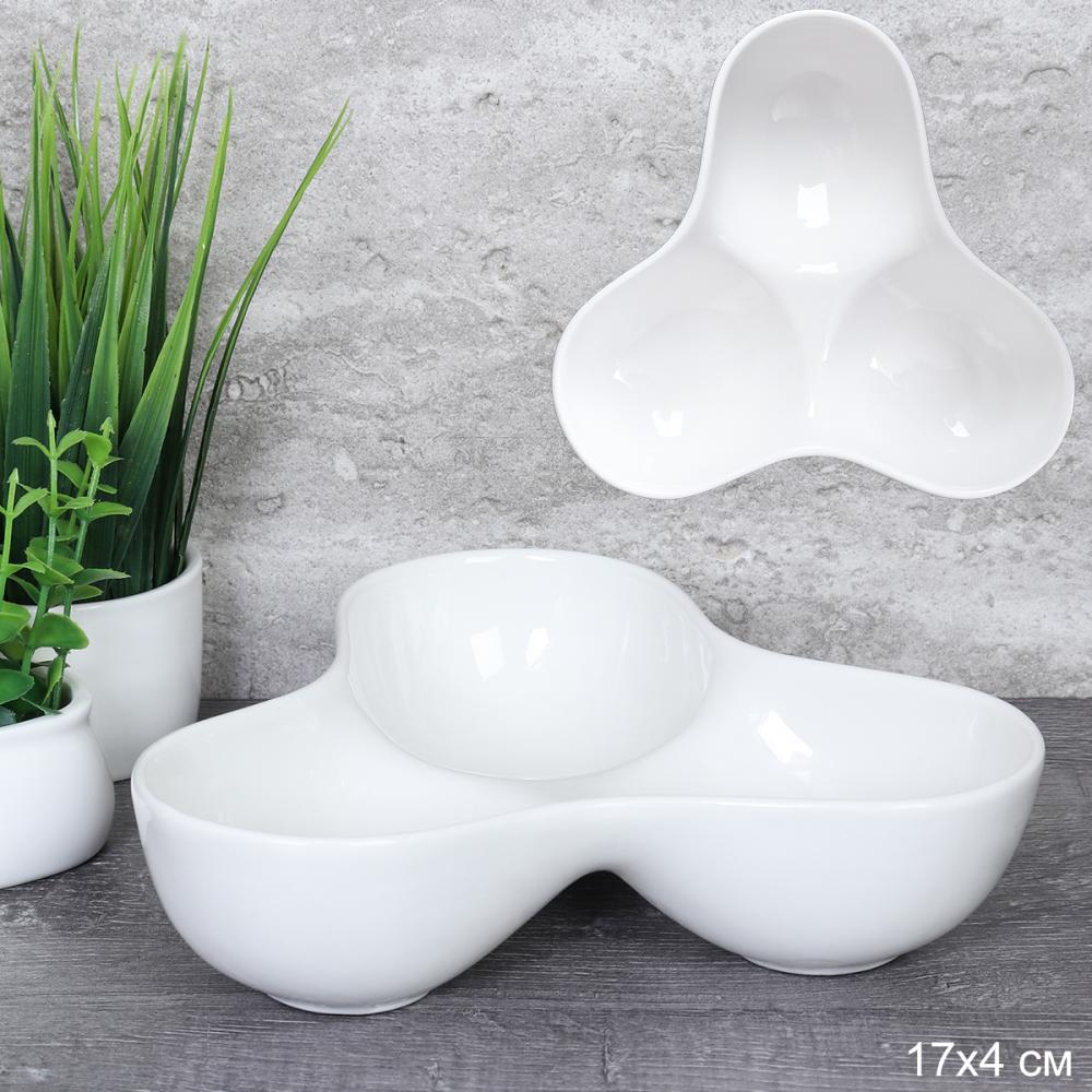 Блюдо-менажница 3 секции 17 см глубокое / KH-228 /уп 24/