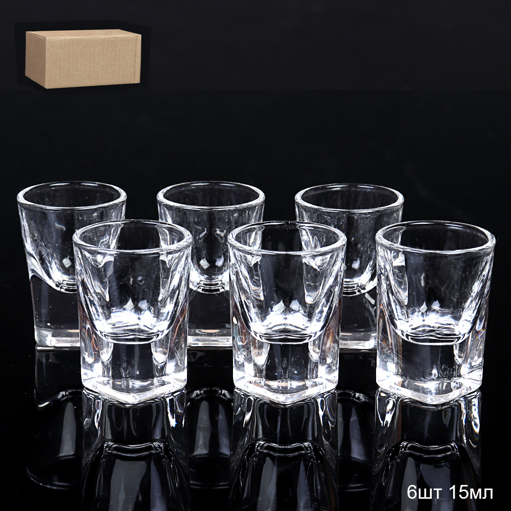 Стопка 6 штук 15 мл Квадратное дно Смол / BХ-12 /уп 48/