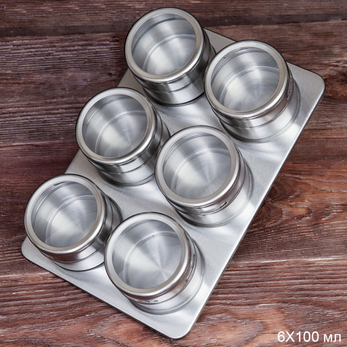 Набор для специй на магните 6 штук 100 мл/ YT-576 /уп 30/702260/ ПРОМО АКЦИЯ